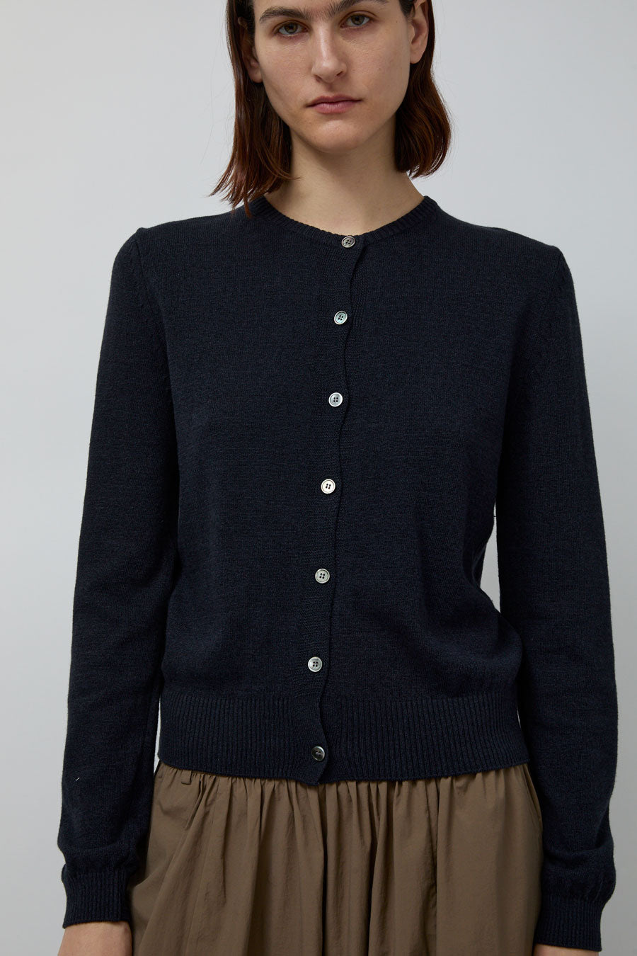 Mijeong Park Cotton Blend Cardigan in Navy