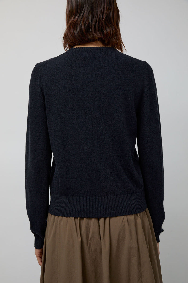 Mijeong Park Cotton Blend Cardigan in Navy