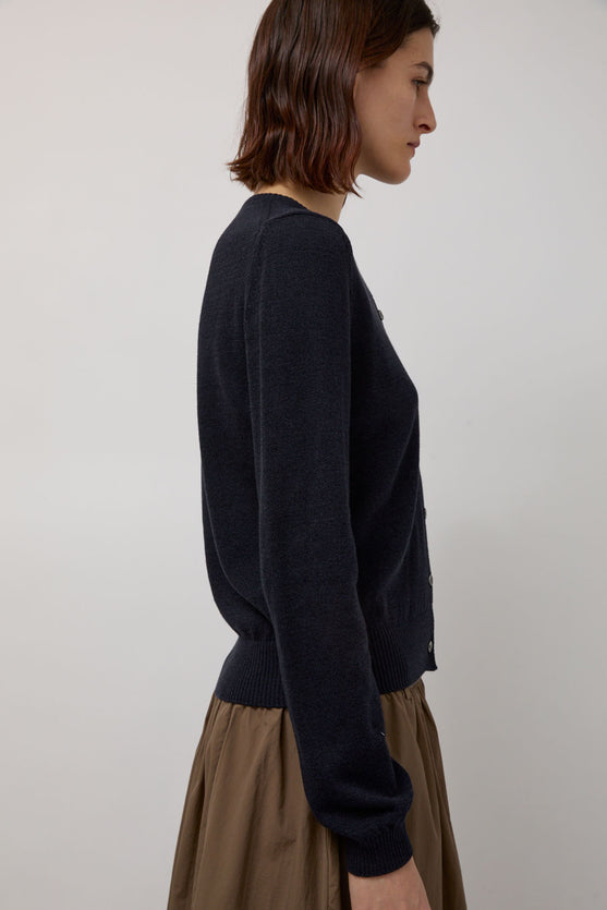 Mijeong Park Cotton Blend Cardigan in Navy