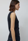 Mijeong Park Cotton Blend Sleeveless Knit Top in Navy