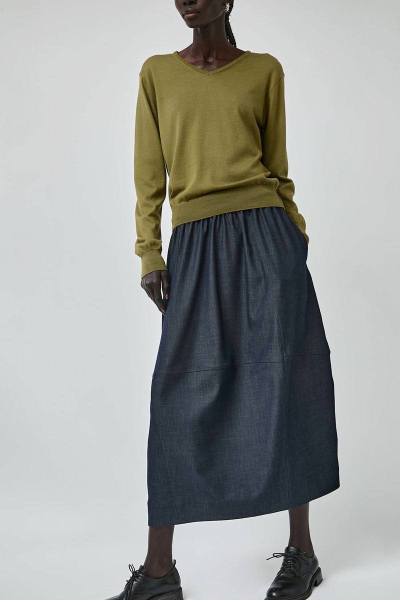 Mijeong Park Cotton Blend V-Neck Knit Top in Green