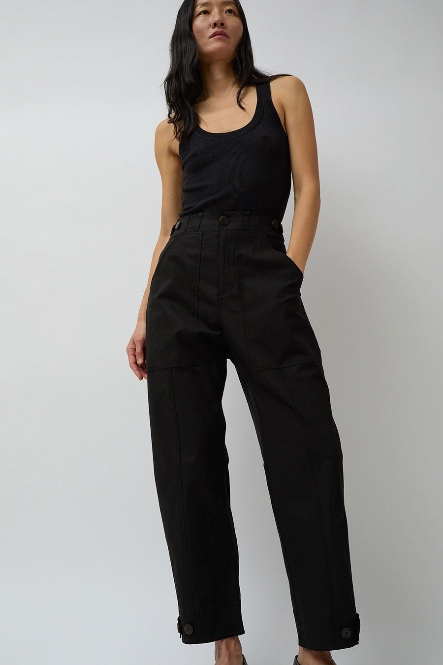 Mijeong Park Cropped Workwear Pants in Black