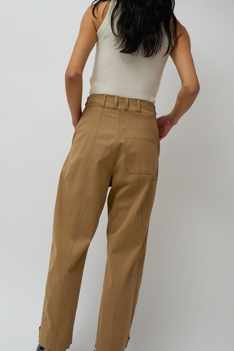Mijeong Park Cropped Workwear Pants in Camel