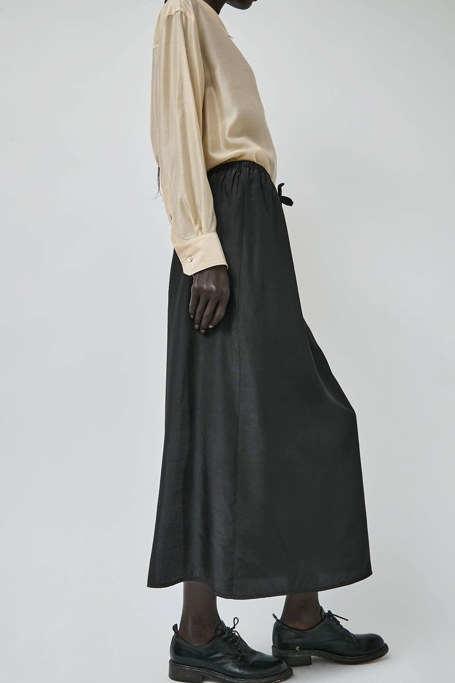 Mijeong Park Drawstring Midi Skirt in Black