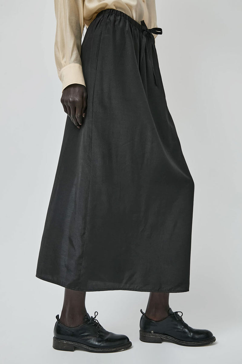 Mijeong Park Drawstring Midi Skirt in Black