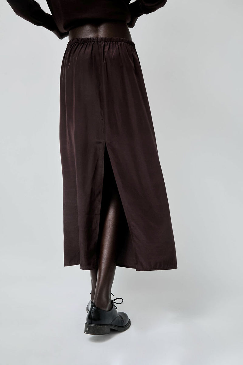 Mijeong Park Drawstring Midi Skirt in Dark Brown