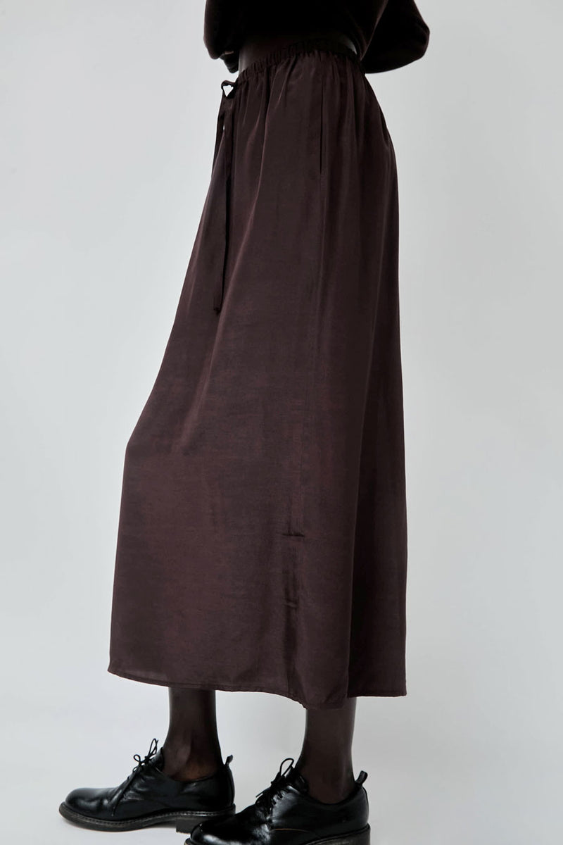 Mijeong Park Drawstring Midi Skirt in Dark Brown
