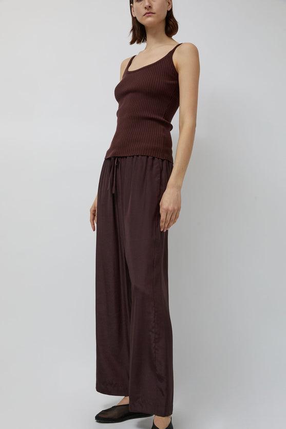 Mijeong Park Drawstring Wide Leg Pants in Dark Plum