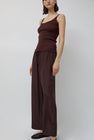 Mijeong Park Drawstring Wide Leg Pants in Dark Plum