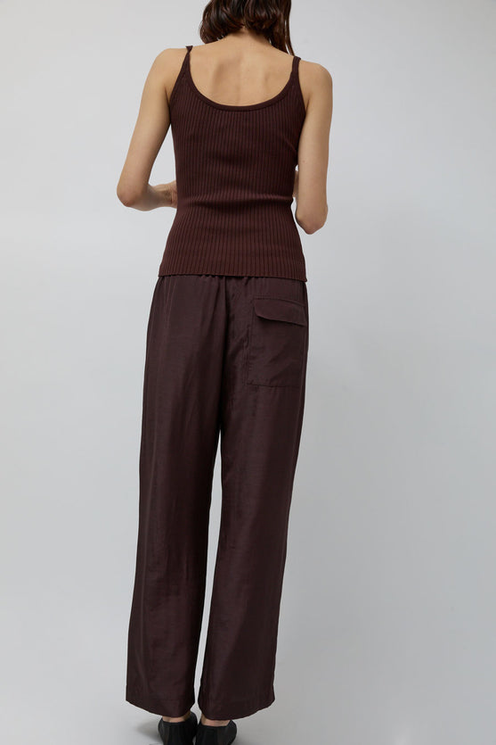 Mijeong Park Drawstring Wide Leg Pants in Dark Plum