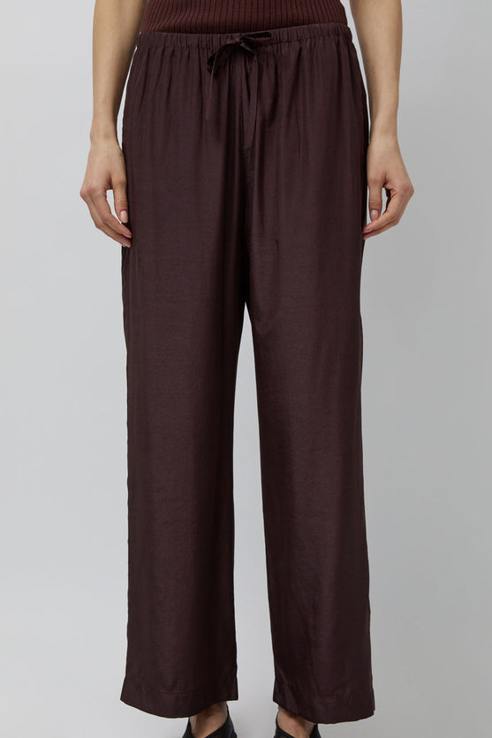 Mijeong Park Drawstring Wide Leg Pants in Dark Plum