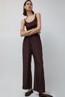 Mijeong Park Drawstring Wide Leg Pants in Dark Plum