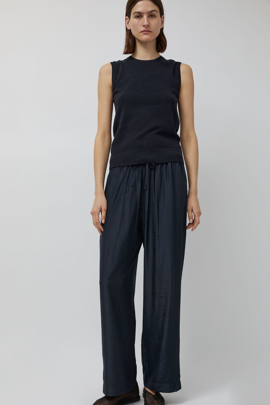 Mijeong Park Drawstring Wide Leg Pants in Navy