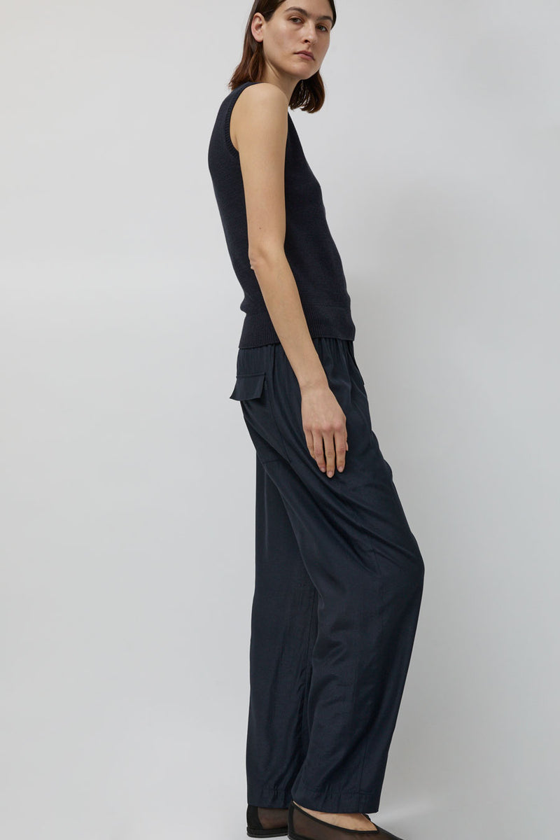 Mijeong Park Drawstring Wide Leg Pants in Navy