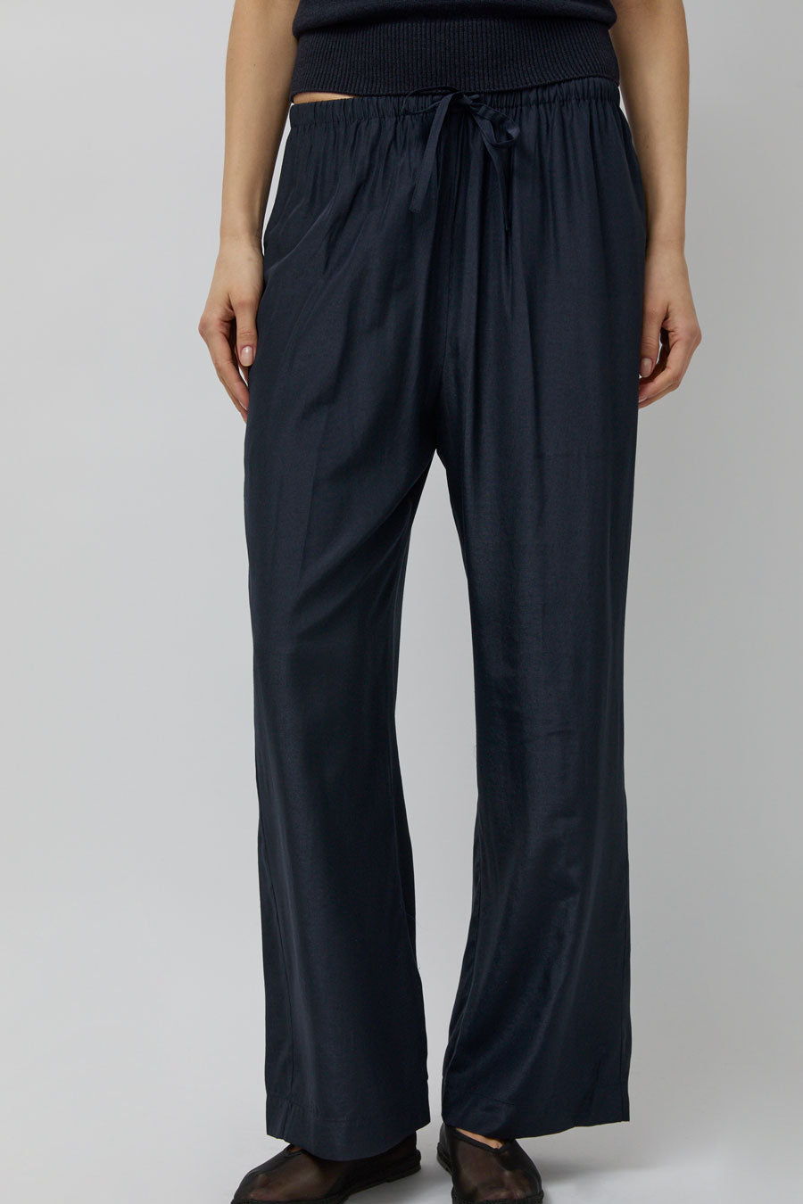 Mijeong Park Drawstring Wide Leg Pants in Navy