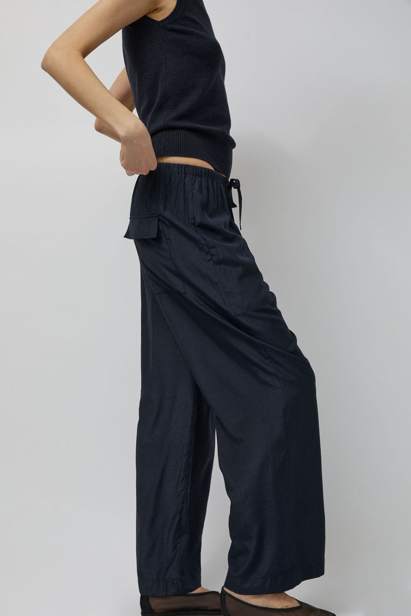 Mijeong Park Drawstring Wide Leg Pants in Navy