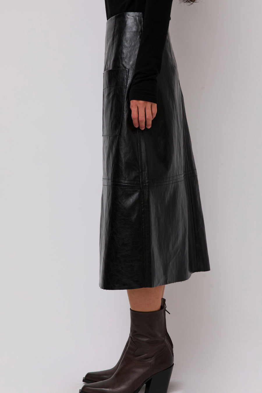 Mijeong Park Faux Leather Skirt in Black
