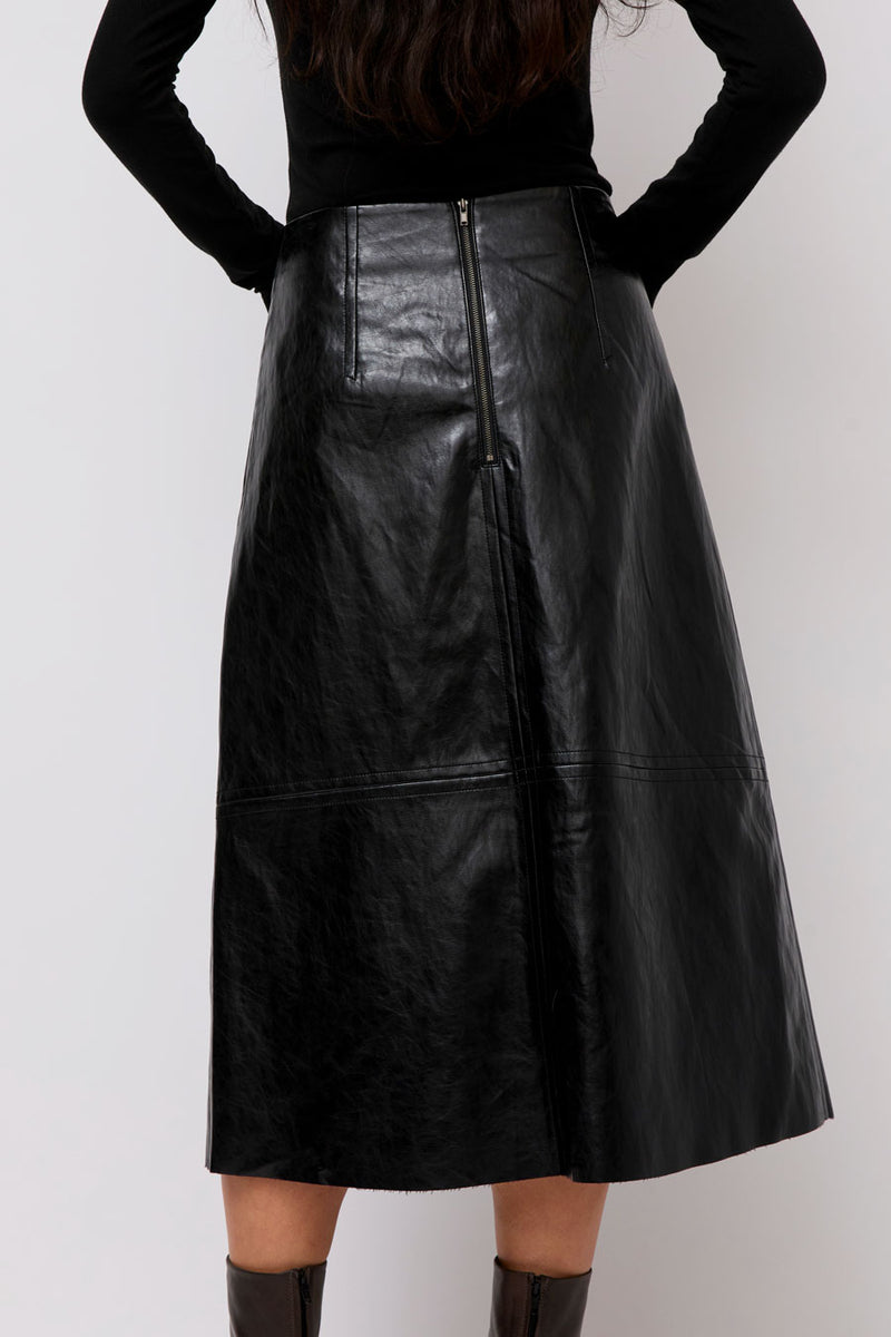 Mijeong Park Faux Leather Skirt in Black