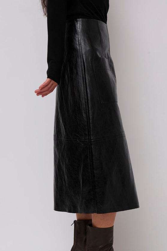 Mijeong Park Faux Leather Skirt in Black