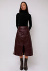 Mijeong Park Faux Leather Skirt in Burgundy