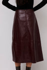 Mijeong Park Faux Leather Skirt in Burgundy