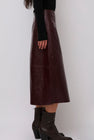 Mijeong Park Faux Leather Skirt in Burgundy