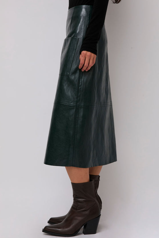Mijeong Park Faux Leather Skirt in Green