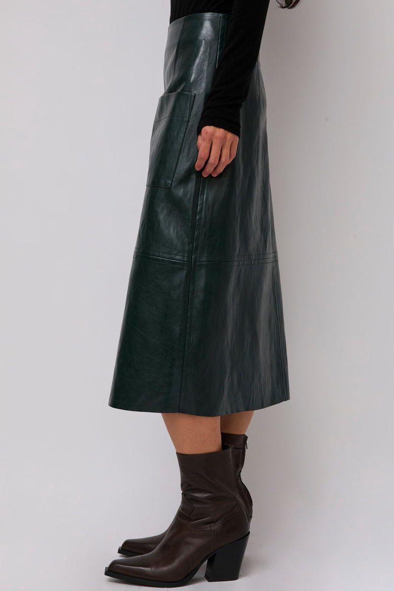 Mijeong Park Faux Leather Skirt in Green