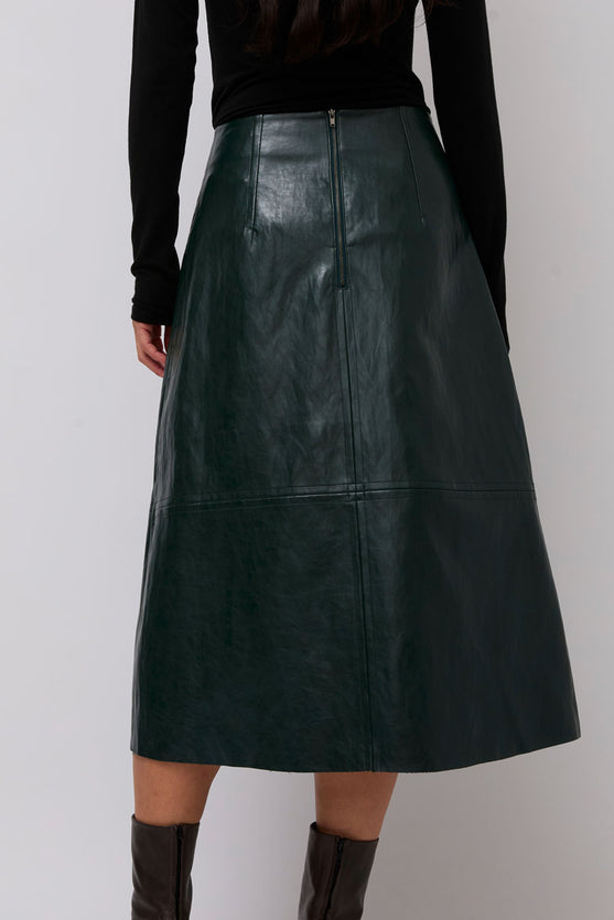 Mijeong Park Faux Leather Skirt in Green