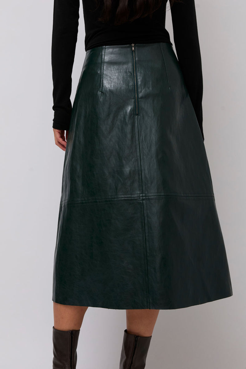 Mijeong Park Faux Leather Skirt in Green