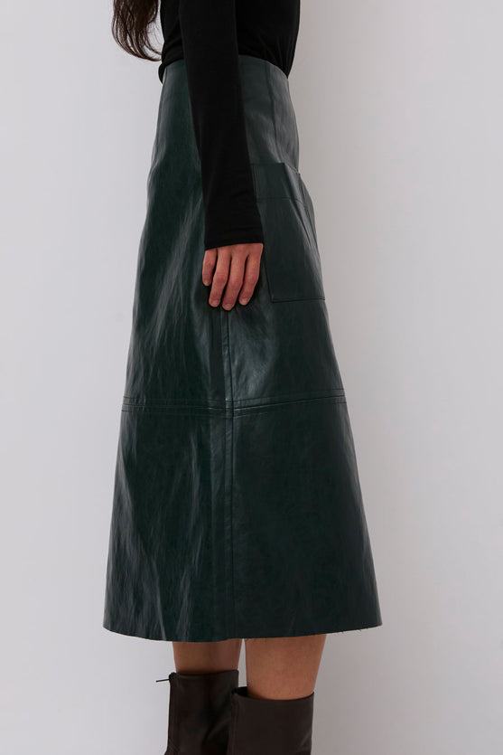 Mijeong Park Faux Leather Skirt in Green