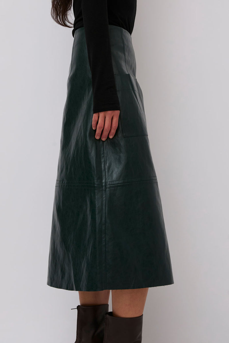 Mijeong Park Faux Leather Skirt in Green