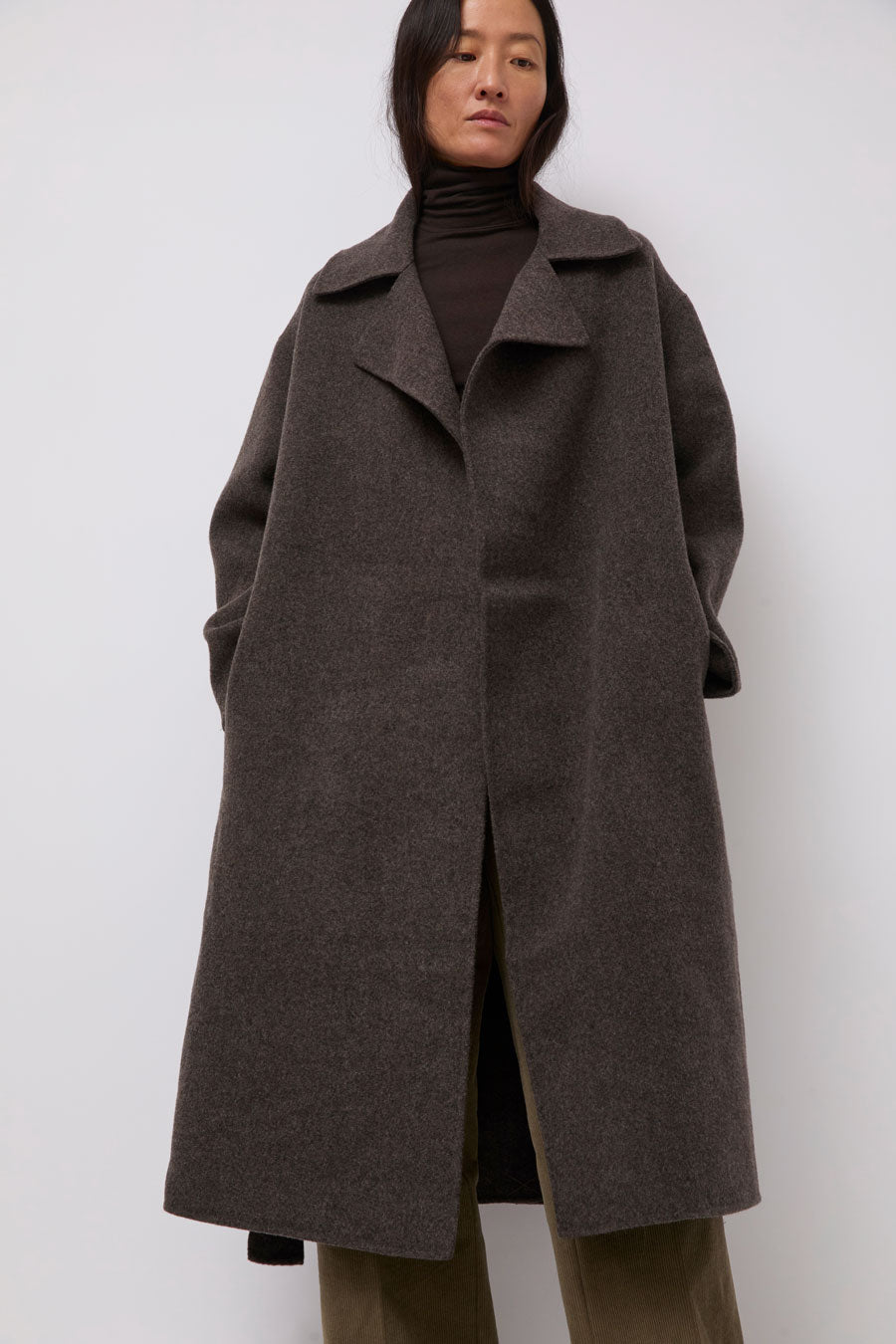 Mijeong Park Handmade Belted Wool Coat in Brown
