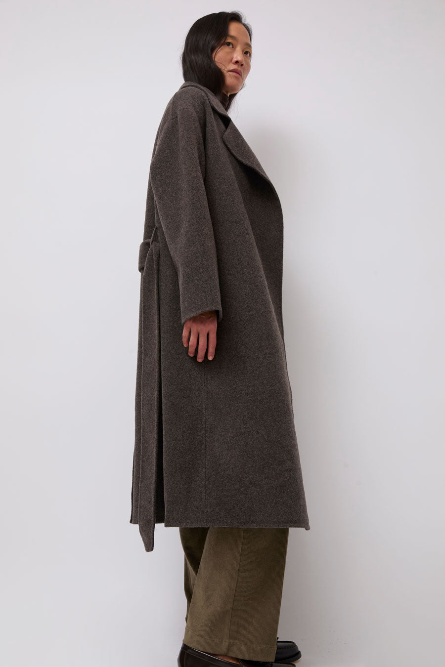 Mijeong Park Handmade Belted Wool Coat in Brown
