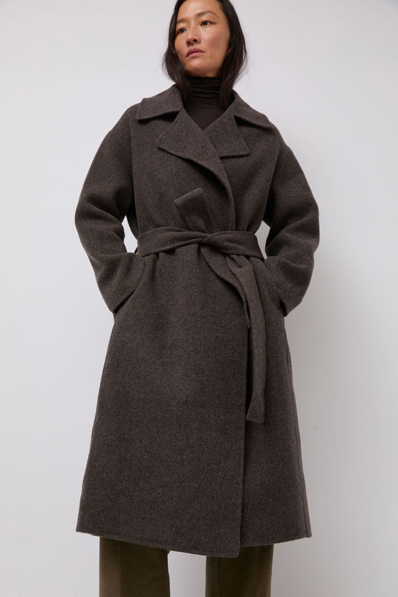 Mijeong Park Handmade Belted Wool Coat in Brown