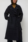Mijeong Park Handmade Belted Wool Coat in Navy