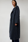 Mijeong Park Handmade Long Wool Coat in Blue Navy