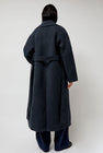 Mijeong Park Handmade Long Wool Coat in Blue Navy