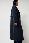 Mijeong Park Handmade Long Wool Coat in Blue Navy