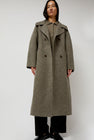 Mijeong Park Handmade Long Wool Coat in Khaki Gray