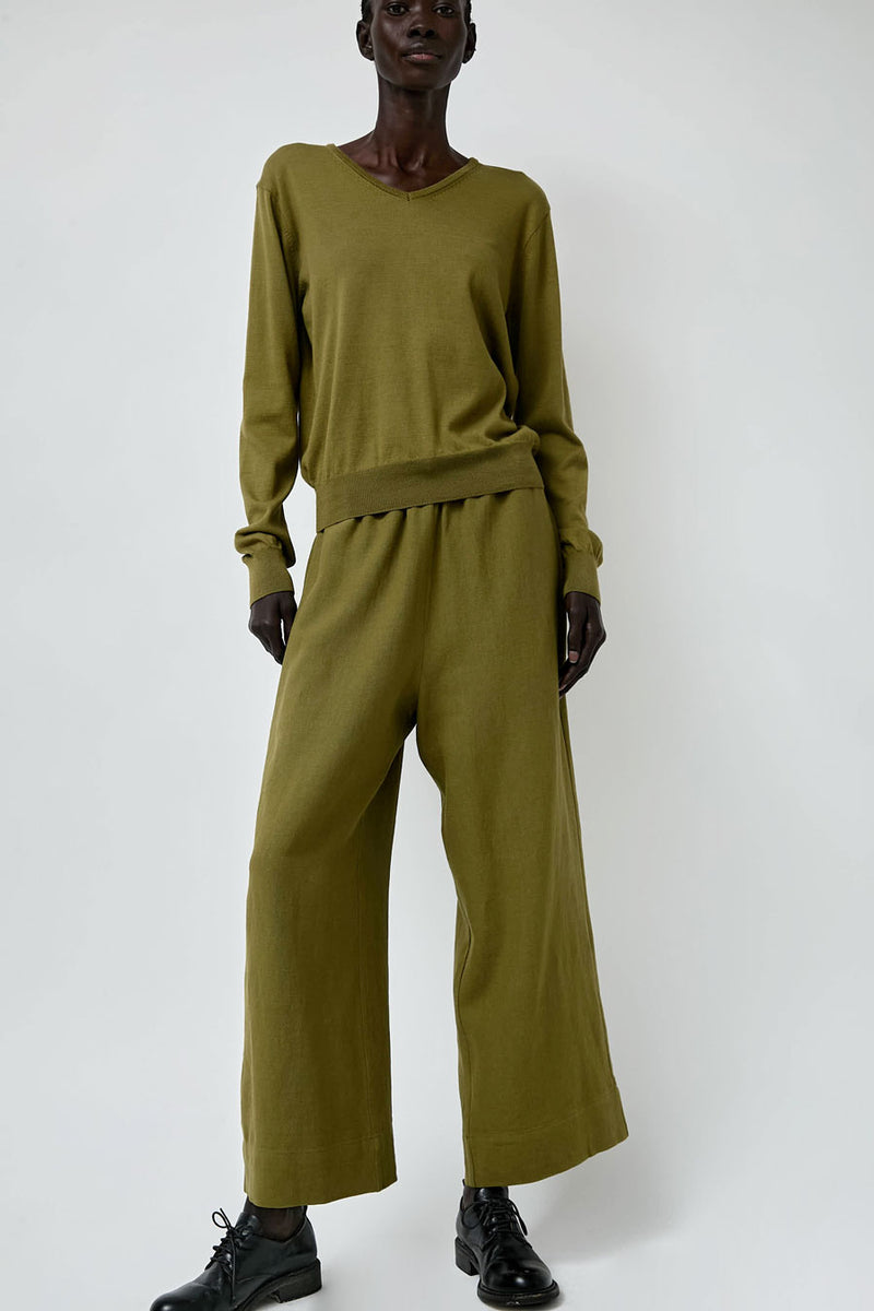 Mijeong Park Linen Blend Cropped Pants in Green