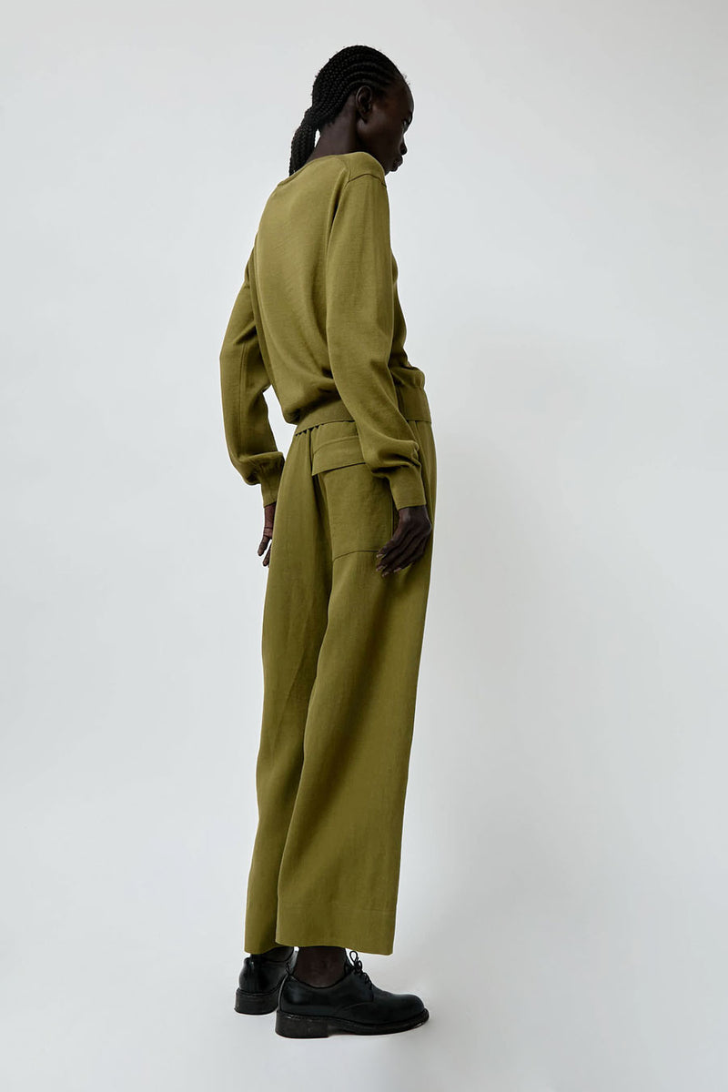 Mijeong Park Linen Blend Cropped Pants in Green