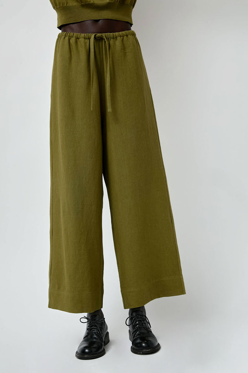 Mijeong Park Linen Blend Cropped Pants in Green