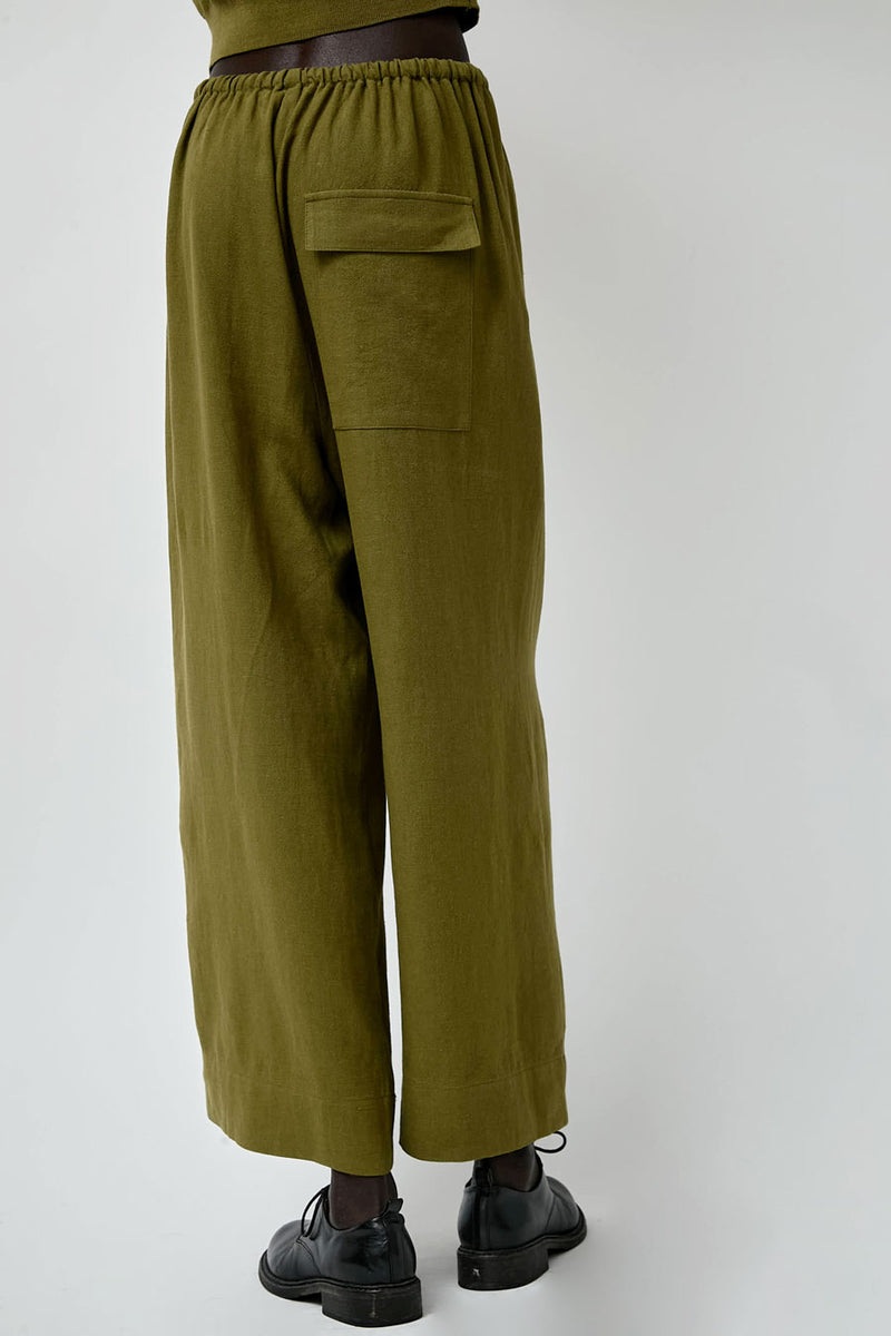 Mijeong Park Linen Blend Cropped Pants in Green