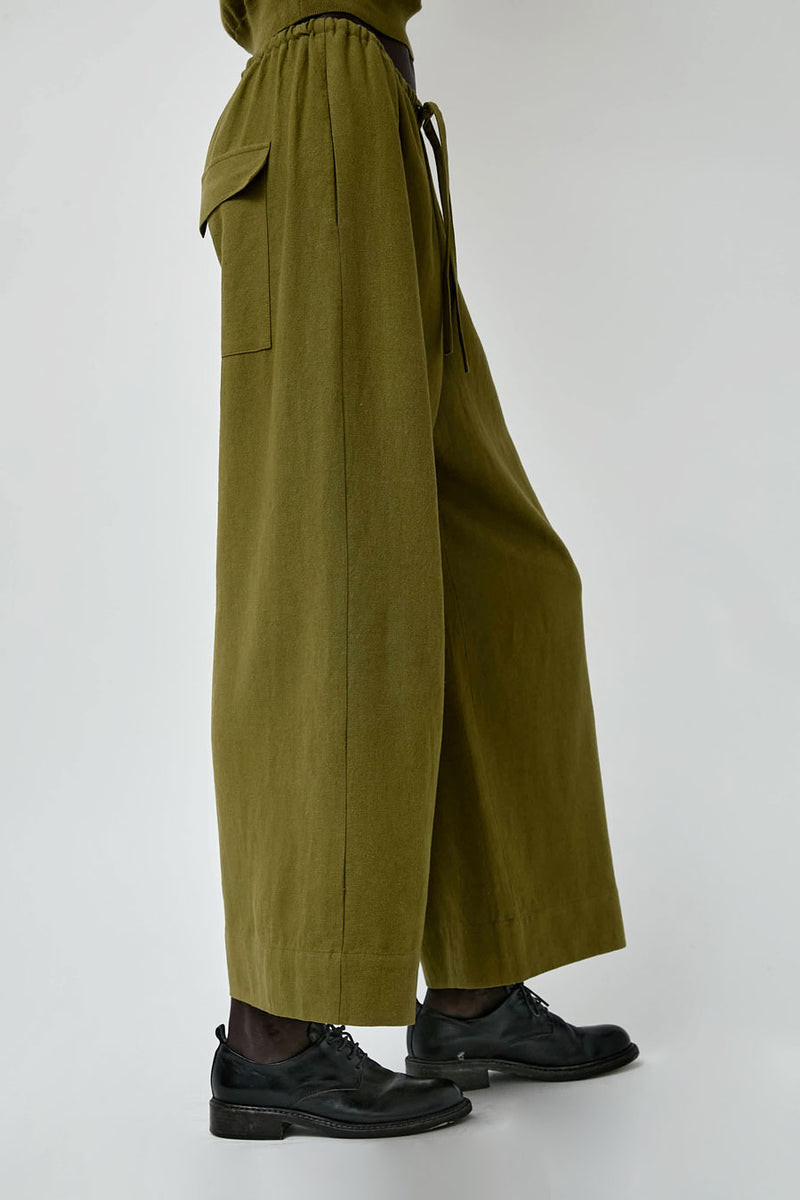Mijeong Park Linen Blend Cropped Pants in Green