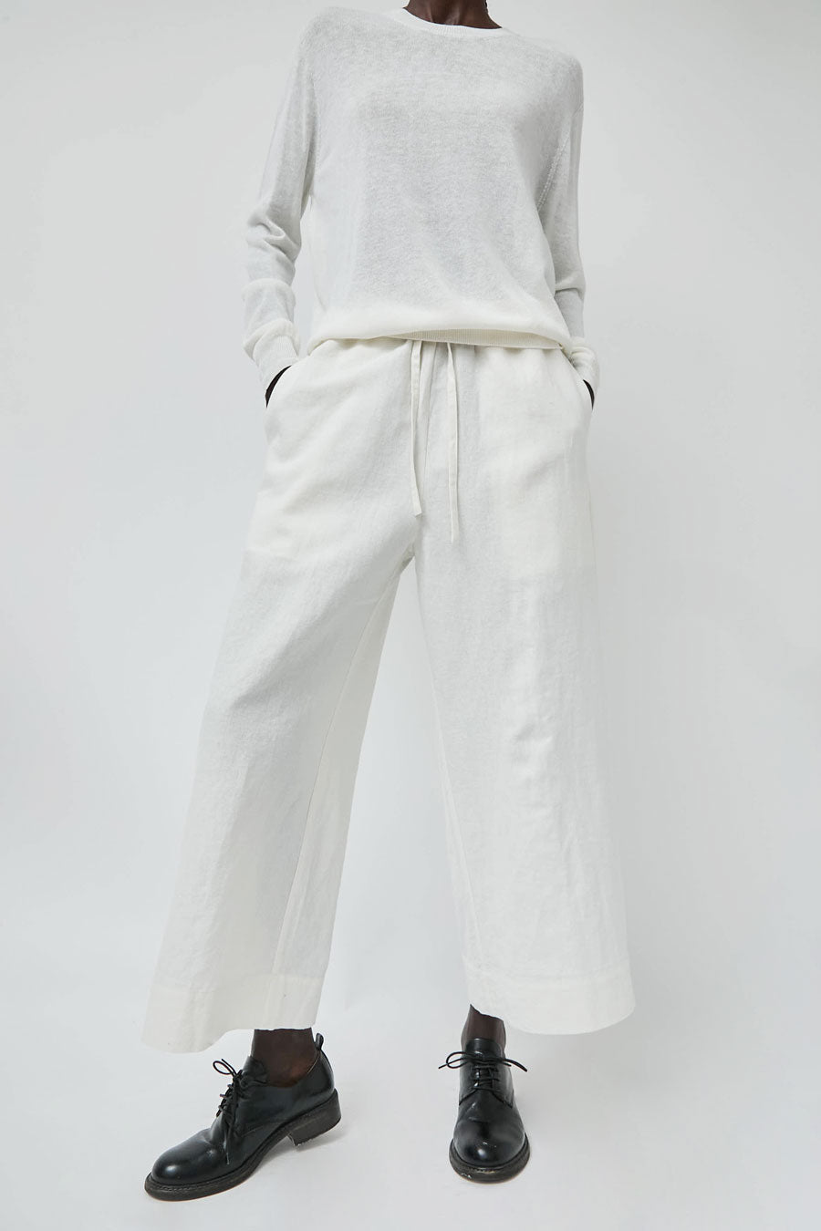 Mijeong Park Linen Blend Cropped Pants in Ivory