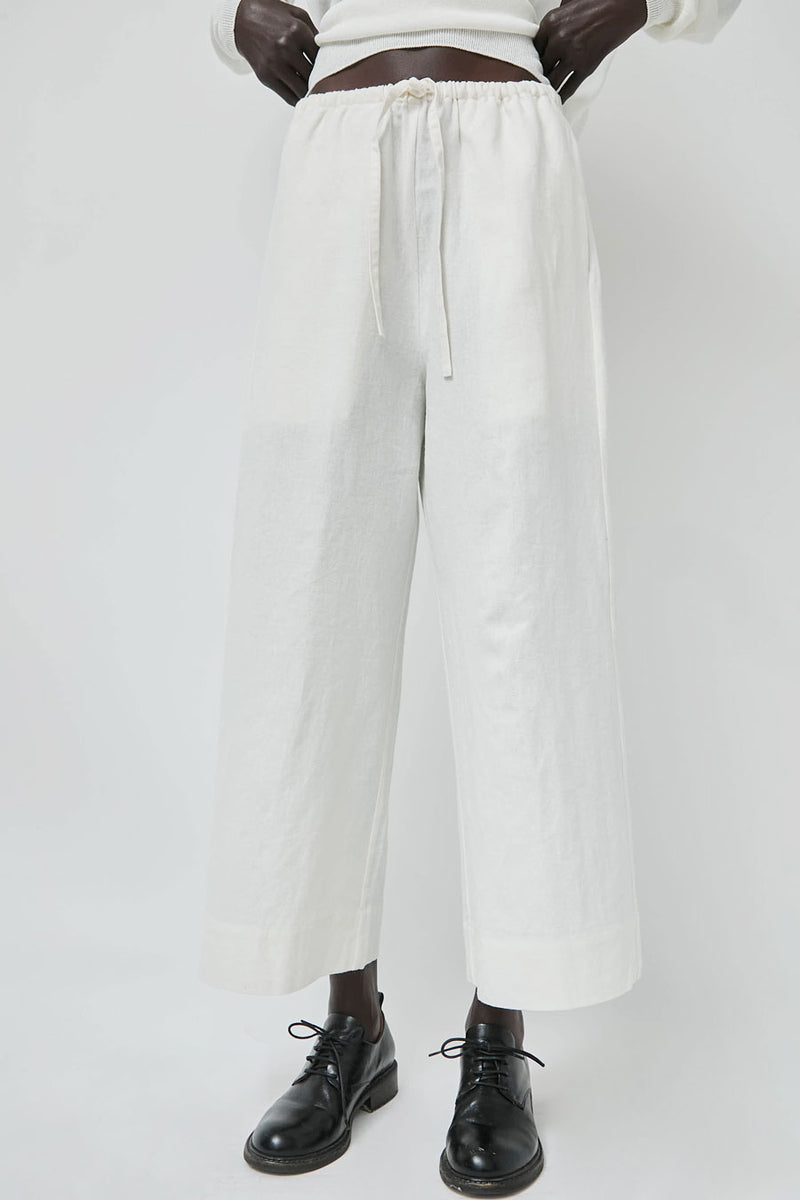 Mijeong Park Linen Blend Cropped Pants in Ivory