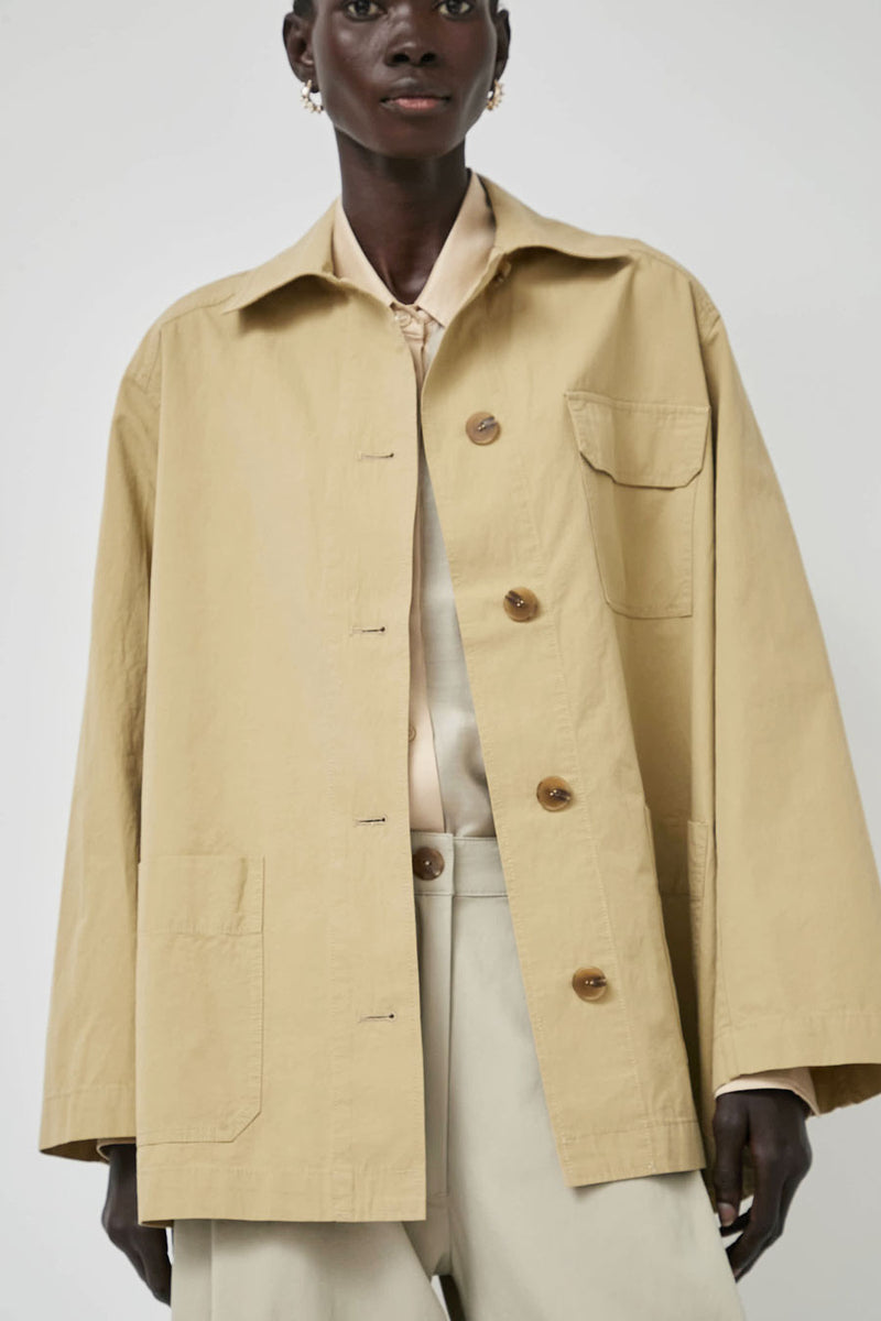 Mijeong Park Linen Blend Work Jacket in Beige