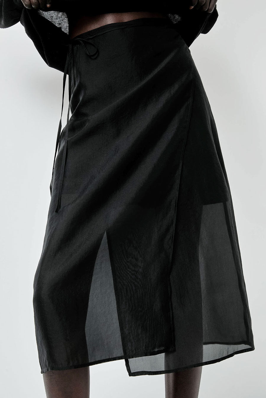 Mijeong Park Organza Wrap Skirt in Black