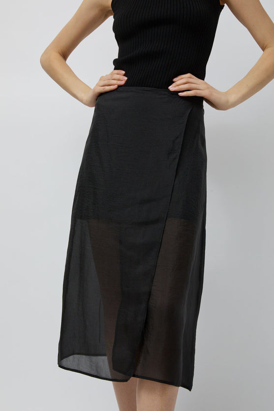 Mijeong Park Organza Wrap Skirt in Black